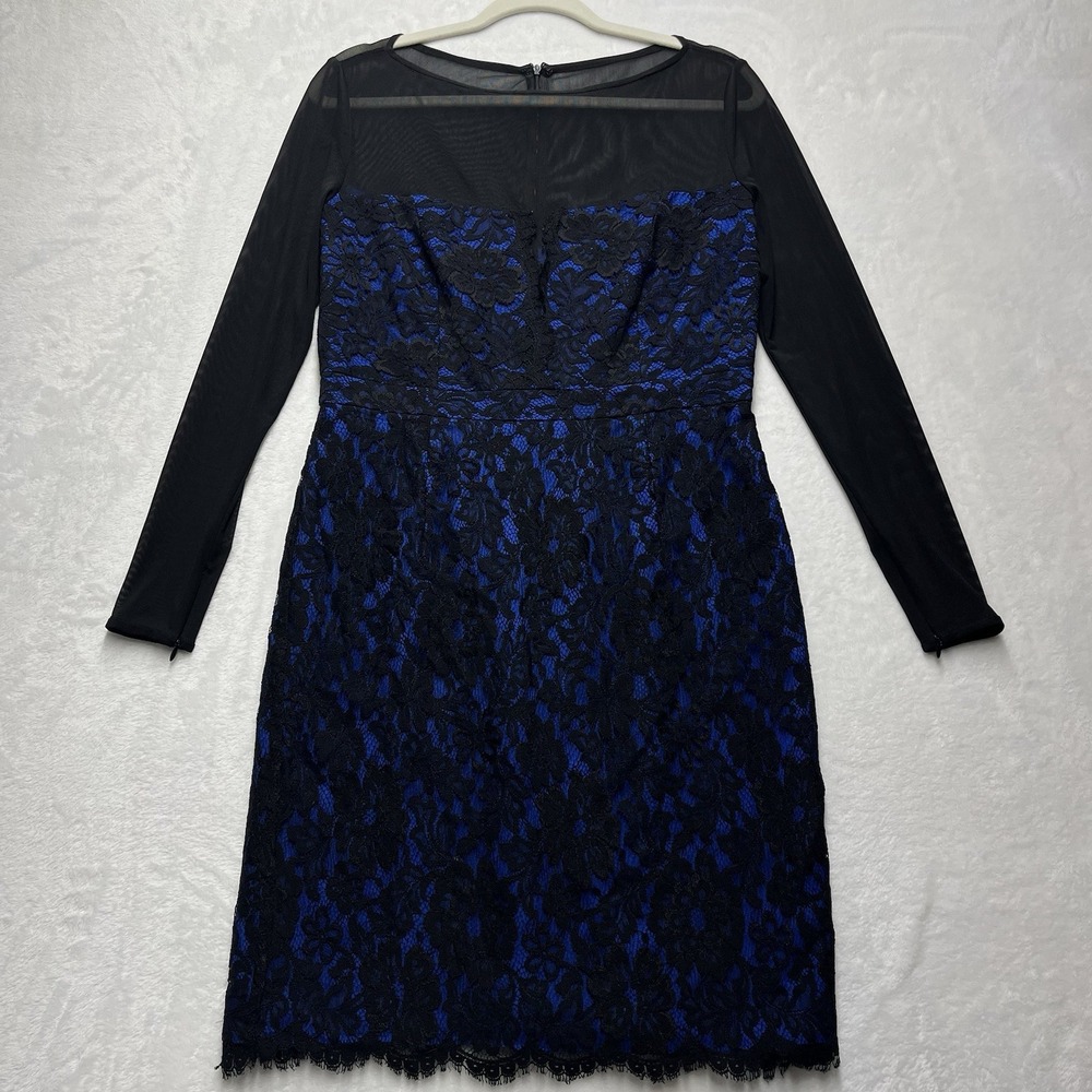 Monique Lhuillier Sheath Dress Womens 10‎ Floral Lace Sheer Cocktail Party